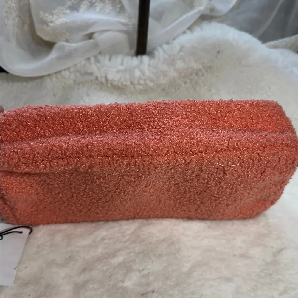 btb Los Angeles salmon color faux pearl LOVE makeup bag